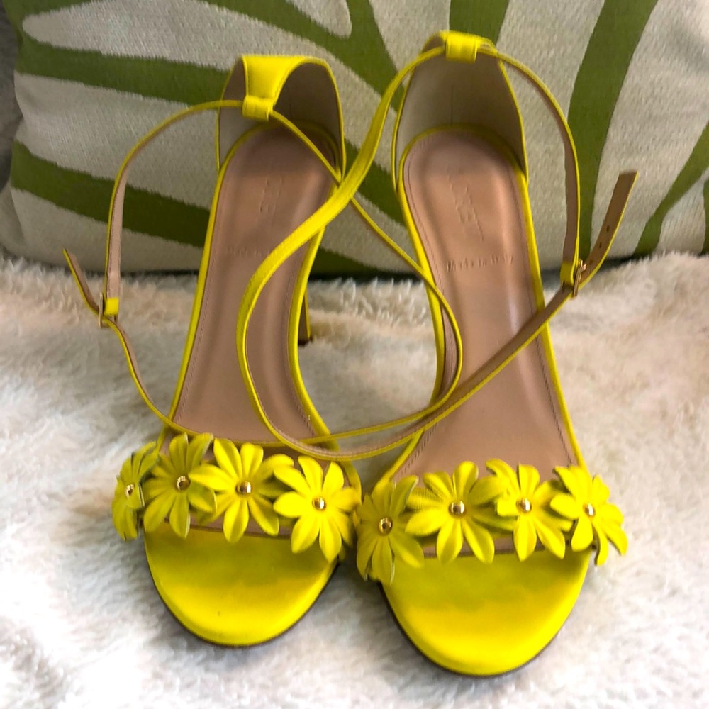 JCrew Yellow Leather high heel sandals